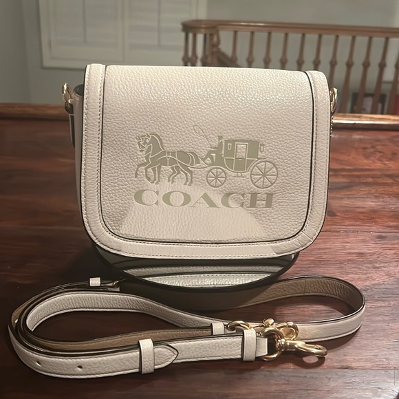 COACH Horse & Carriage Saddle Crossbody Bag Chalk/Vanilla Cream - Picture 3 of 16
